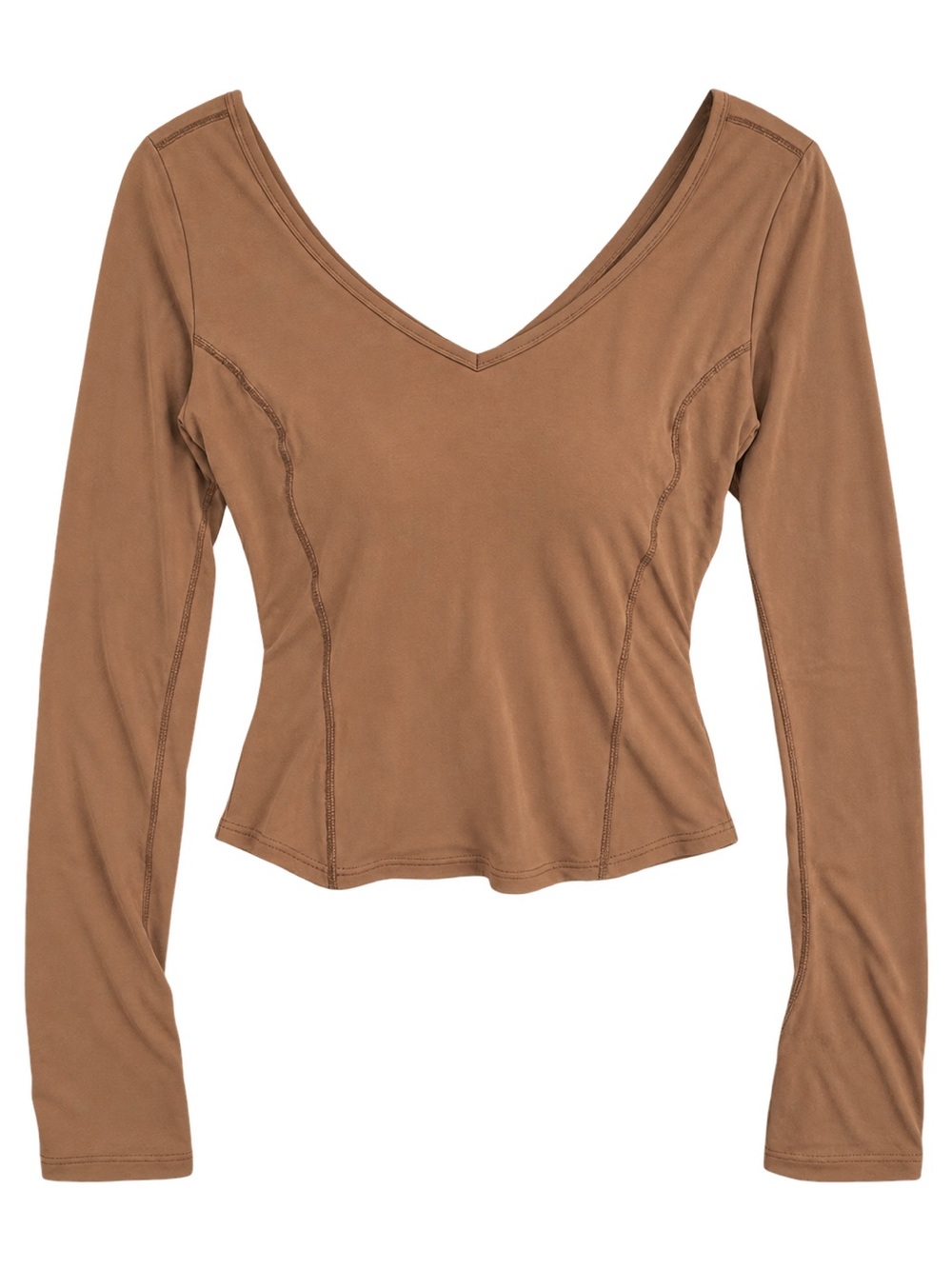 lululemon athletica V-Neck Long Sleeve Top - Brown